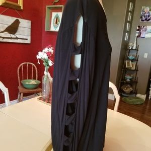 Sexy Black Blouse with barred sleeves